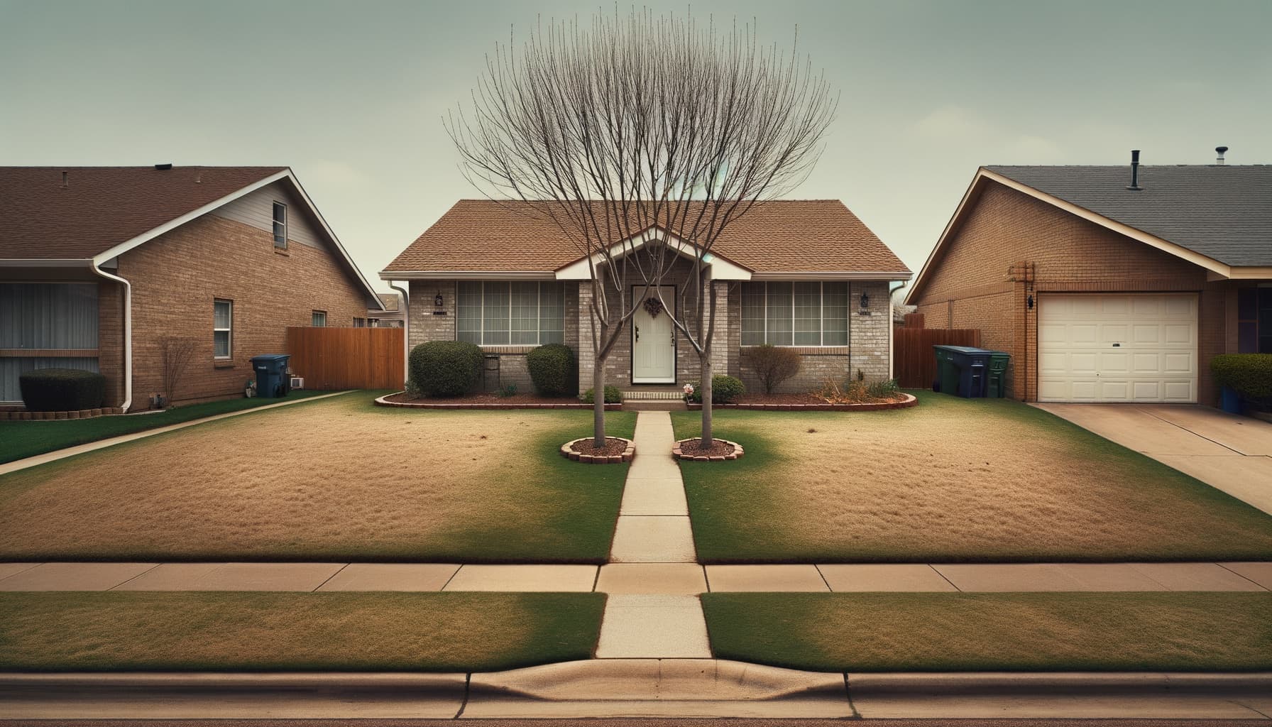 Before — plain yard without landscaping